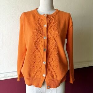 Vintage Tabask orange knit 100% cotton sweater retro cottage style